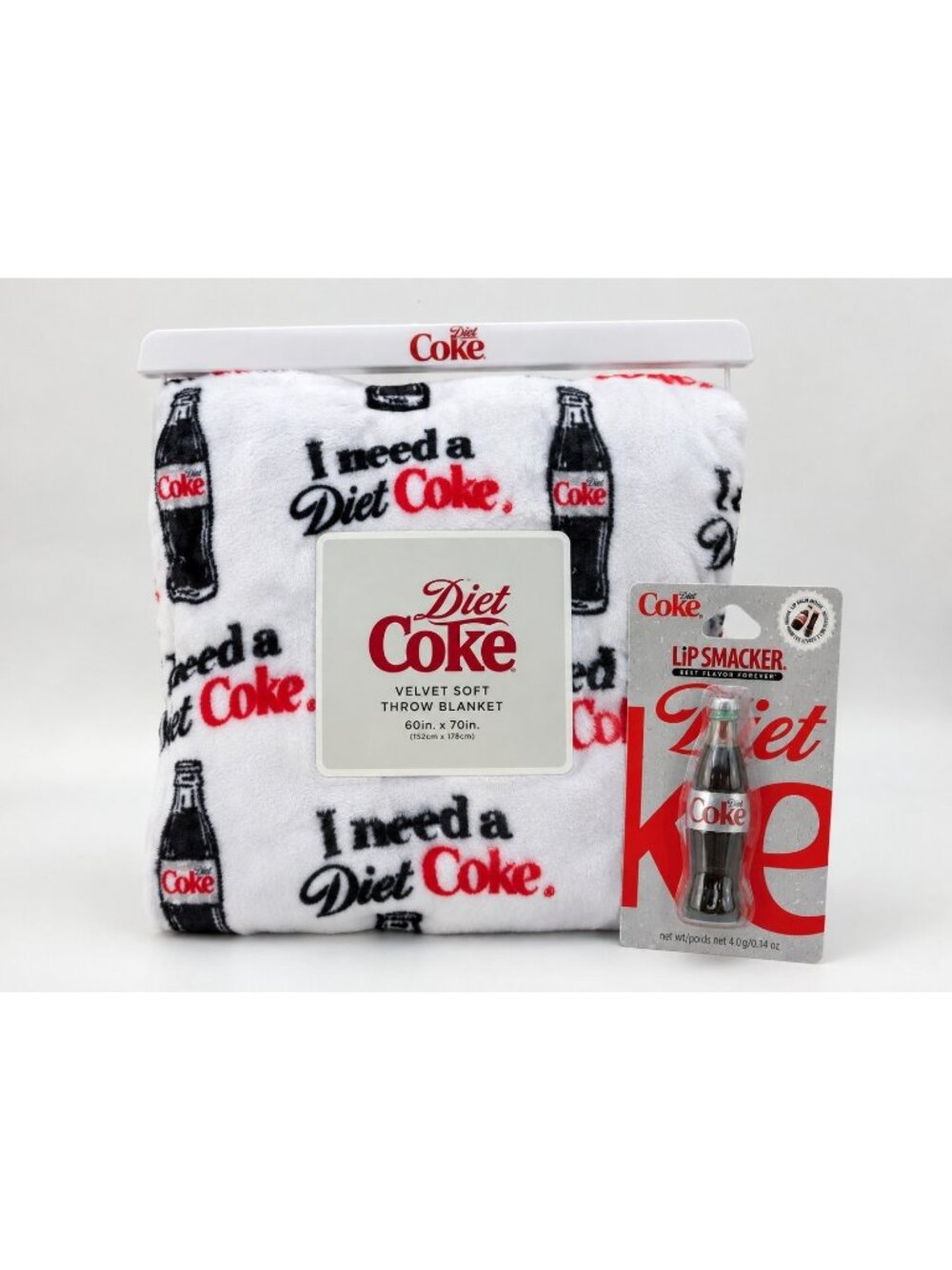 Diet Coke Gift Set Plush Throw Blanket Lip Smacker Bottle Christmas Gift New